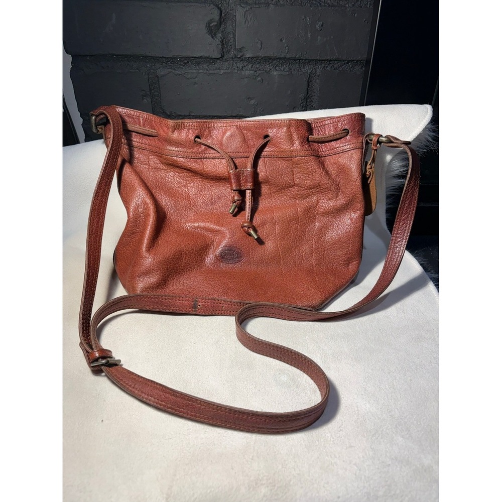 Fossil Bucket Bag Women OS Brown Vintage Pebbled‎ Leather Drawstring Crossbody